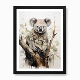 Koala, Japanese Brush Painting, Ukiyo E, Minimal 1 Art Print