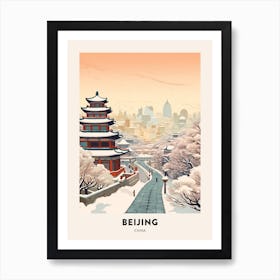 Vintage Winter Travel Poster Beijing China 2 Art Print