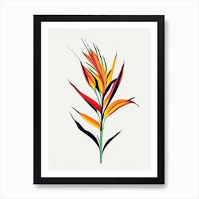 Heliconia Floral Minimal Line Drawing 2 Flower Art Print