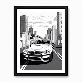 Bmw M3 Coastal Line Drawing 2 Art Print