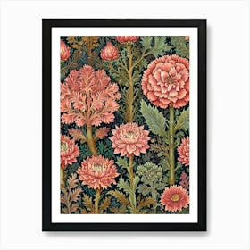 William Morris Print Pink Chrysanthemums Art Print