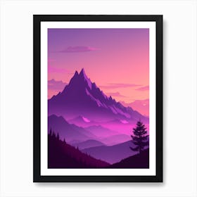 Misty Mountains Vertical Composition In Purple Tone 17 Art Print