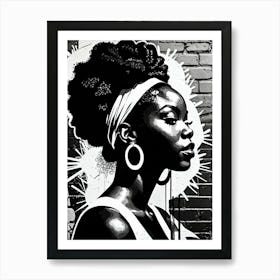 Vintage Graffiti Mural Of Beautiful Black Woman 83 Art Print