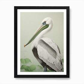 Ohara Koson Inspired Bird Painting Brown Pelican 7 Art Print