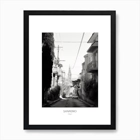 Poster Of Sanremo, Italy, Black And White Photo 1 Art Print