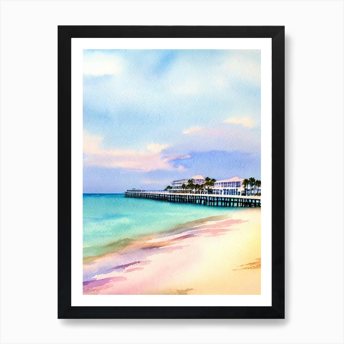 St Pete Beach, Florida Watercolour Framed Wall Art Poster Canvas Print Picture - Picture 2 of 4