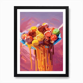 Meatballs Pasta Spaguetti Oil Painting 2 Art Print