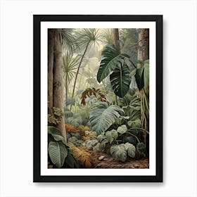 Vintage Jungle Botanical Illustration Monstera 2 Art Print