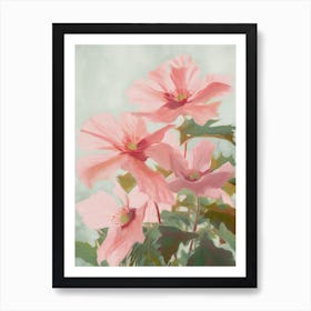 Poinsettia Flowers Acrylic Painting In Pastel Colours 2 Art Print