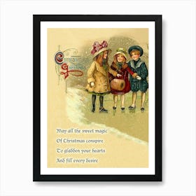 Three Girls For A Christmas Wishes Art Print