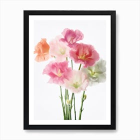 Gladioli Flowers Acrylic Painting In Pastel Colours 8 Art Print