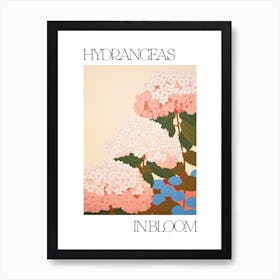 Hydrangeas In Bloom Flowers Bold Illustration 4 Art Print