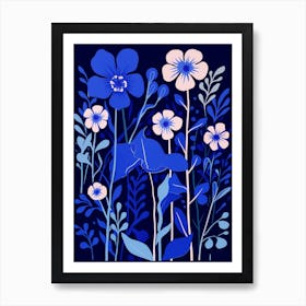 Blue Flower Illustration Lobelia 1 Art Print