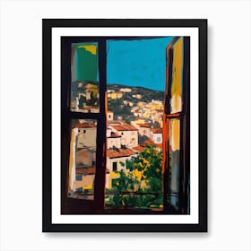 Window View Of Athens Greece In The Style Of Pop Art 3 Art Print