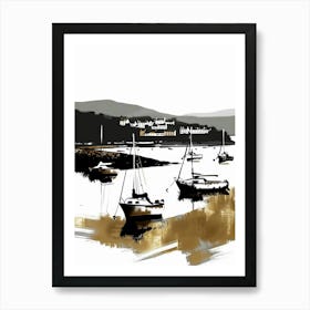Sailboats In Harbour Art Print