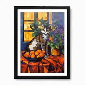 Statice With A Cat 4 Cubism Picasso Style Art Print