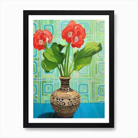 Flowers In A Vase Still Life Painting Amaryllis 2 Art Print