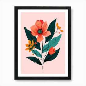 Flowers On A Pink Background 7 Art Print