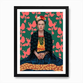 Mexican Woman with flowers in her hair 1 Art Print
