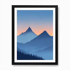 Misty Mountains Vertical Composition In Blue Tone 22 Art Print