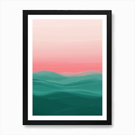 Abstract Ocean Background with pink sky Art Print