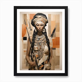 Tribal woman with weapons Art Print