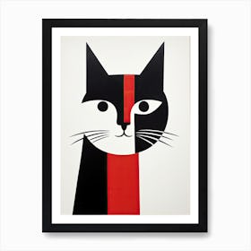 Abstracted Whisker Whimsy: Cubist Minimalism Meets Cats Art Print