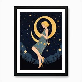 Moon And Stars Art Print