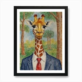 Giraffe In Suit 14 Art Print