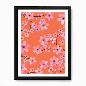 Cherry Blossom | 10 - Orange And Pink Art Print