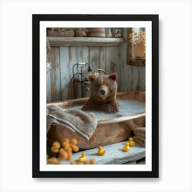 Bear In An Elegant Copper Bathtub Poster