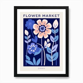 Blue Flower Market Poster Zinnia 3 Art Print