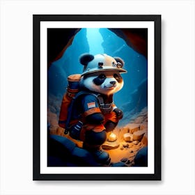 Explorer Panda Resting In The Cave Art Print