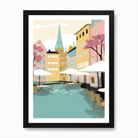 Malmo, Sweden, Flat Pastels Tones Illustration 4 Art Print