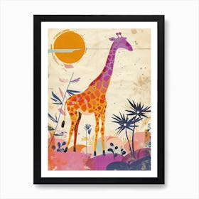 Giraffe In The Sun Storybook Watercolour Inspired 1 Art Print