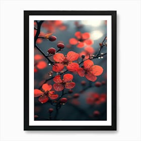 Red Cherry Blossoms Art Print