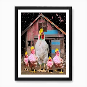 Chickens In Space Barn Art Print