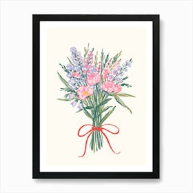 Bouquet Of Wild Flowers. Pencil Sketch Art Print