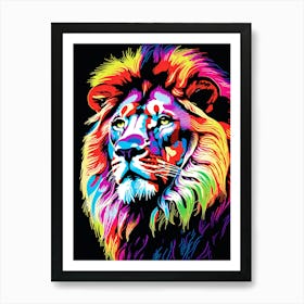 Neon Lion Painting Art Print