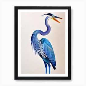Great Blue Heron Watercolour Bird Art Print