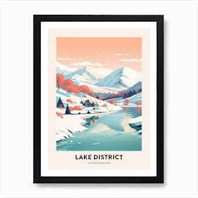 Vintage Winter Travel Poster Lake District United Kingdom 3 Art Print