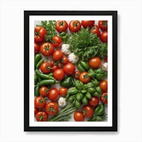 Fresh Vegetables Tomatoes Peppers Chilis Kitchen Wall Art 4 Art Print