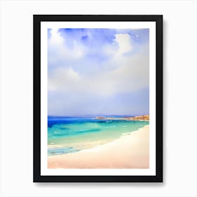 Cala Conta Beach 2, Ibiza, Spain Watercolour Art Print