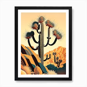 Joshua Tree Pattern Retro Illustration (1) Art Print