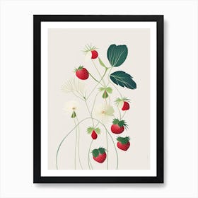 Wild Strawberries, Plant, Neutral Abstract 1 Art Print