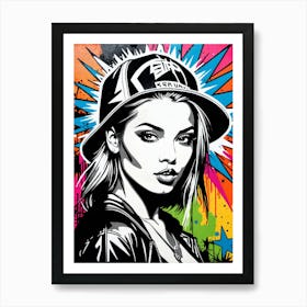 Graffiti Mural Of Beautiful Hip Hop Girl 40 Art Print