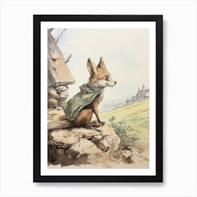 Storybook Animal Watercolour Coyote 1 Art Print