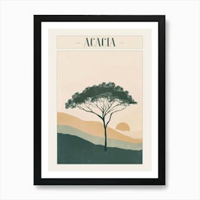 Acacia Tree Minimal Japandi Illustration 1 Poster Art Print