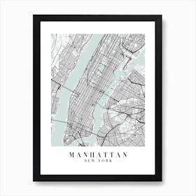 Manhattan New York Street Map Minimal Color Art Print