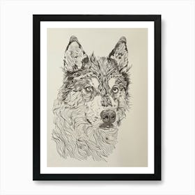 Husky Dog Line Sketch 1 Art Print